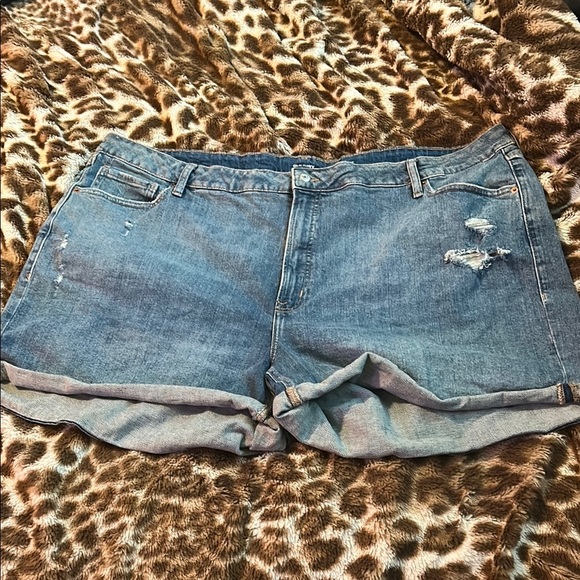Old Navy Blue Jean Shorts Distressed Frayed Hem - Picture 1 of 4